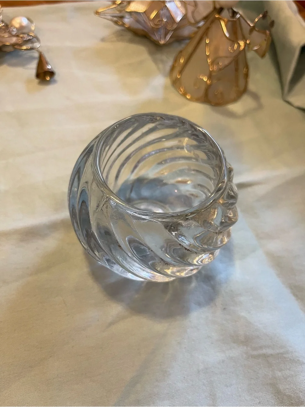 Clear Swirled Glass Votive Candle Holder